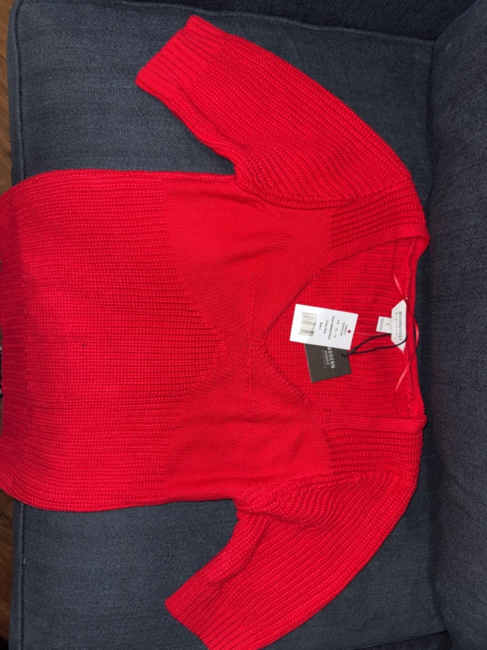 Bright Red V-Neck Women's Sweater - Classic Knit